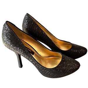 Nina Sparkly Black Evening Pumps 4.5"‎ Heel Women's 7.5M